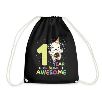 Dalmatians for 1st birthday for children one year - Drawstring Bag - black - Front