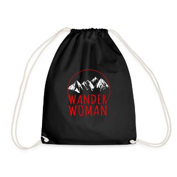 HIKING WOMAN Mountains Hiking Saying Women Gift - Drawstring Bag - black - Front