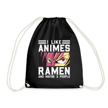 I like Animes Ramen And 3 People Saying - Drawstring Bag - black - Front