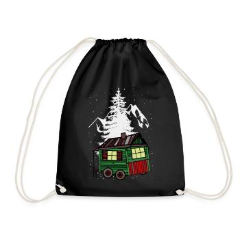 Trailer Xmas Winter Nature Mountain Mountain Alps - Drawstring Bag - black - Front