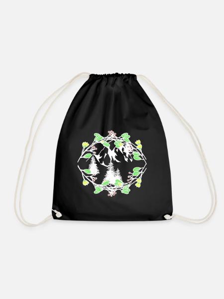 Spring Nature Nature Lovers Alps Mountaineers - Drawstring Bag - black