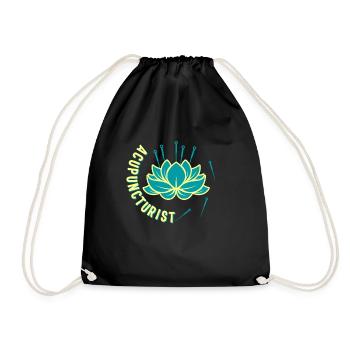 Acupuncture Floral Retro Shirt, Needle Therapist - Drawstring Bag - black - Front