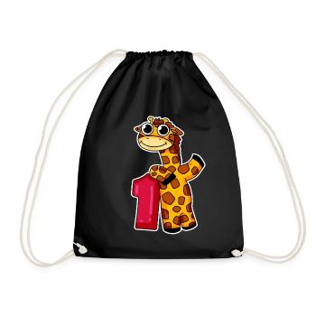 1 an - inscription à l’école - motif girafe - Sac de sport léger - noir - Devant