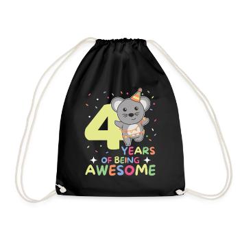 Mouse for the 4th birthday children four years old - Drawstring Bag - black - Front