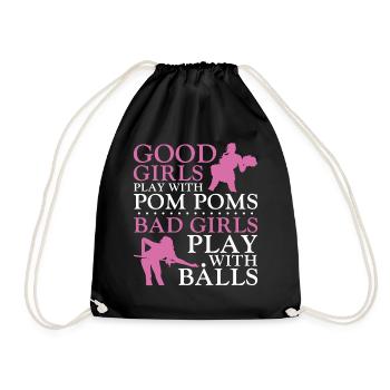Billiards Pool Player Ball Girl - Drawstring Bag - black - Front
