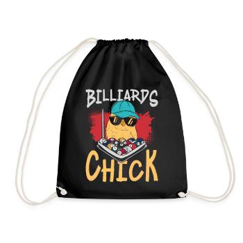 Billiards Pool Player Ball Girl - Drawstring Bag - black - Front