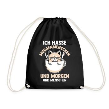 Ich Hasse Morgenmenschen Und Morgen Und Menschen K - Turnbeutel - Schwarz - Vorne
