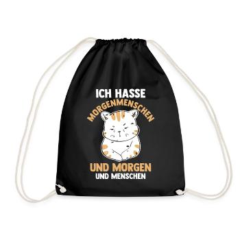 Ich Hasse Morgenmenschen Und Morgen Und Menschen K - Turnbeutel - Schwarz - Vorne