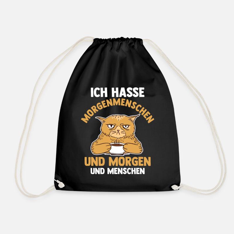 Ich Hasse Morgenmenschen Und Morgen Und Menschen K - Turnbeutel - Schwarz