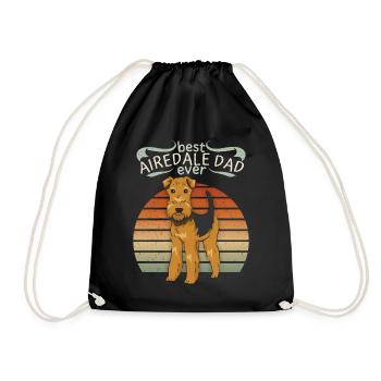Airedale-Terrier Airedale-Dad funny saying dog - Drawstring Bag - black - Front