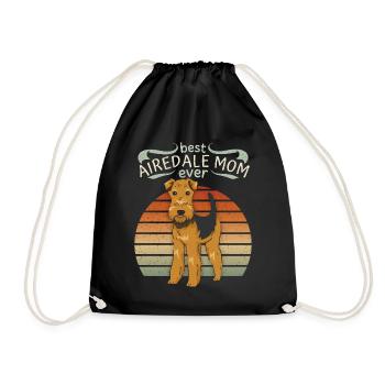 Airedale-Terrier Airedale-Mom funny saying dog - Drawstring Bag - black - Front