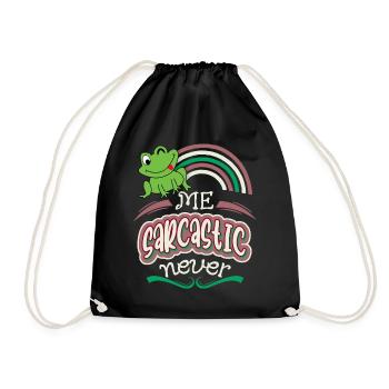 Sarcasm, funny saying with tree frog - Drawstring Bag - black - Front