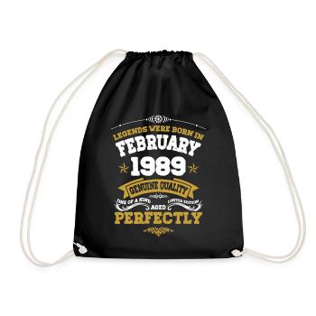 Vintage Aged To Perfection February 1989 - Turnbeutel - Schwarz - Vorne