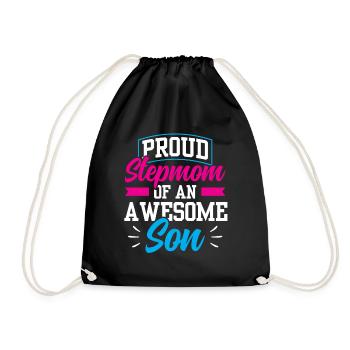 Proud stepmother of a great son child - Drawstring Bag - black - Front