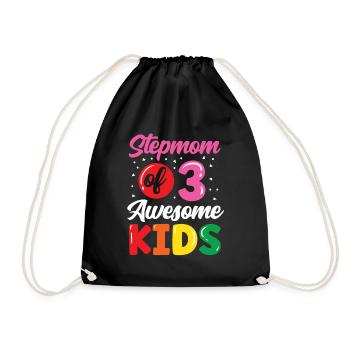 Stepmother of three great children - Drawstring Bag - black - Front
