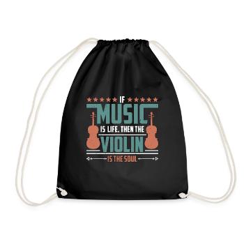 Violin If Music Is Life Then Instrument Violinist - Drawstring Bag - black - Front