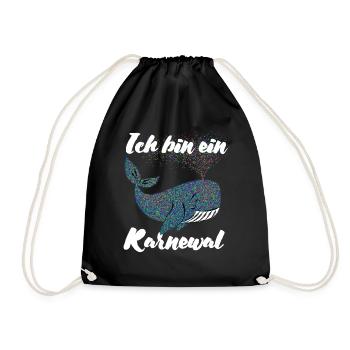 Fastnacht - Karneval - Karnewal - Wortspiel - Turnbeutel - Schwarz - Vorne