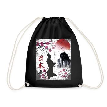 Japan Japanese Art Samurai Design - Drawstring Bag - black - Front