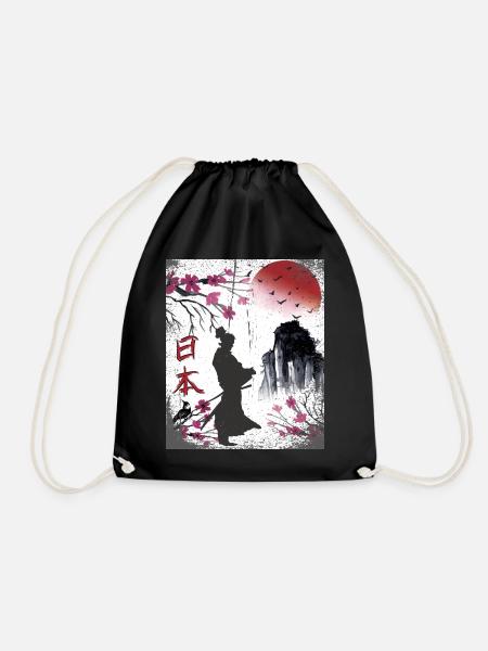 Japan japanische Kunst Samurai Design - Turnbeutel - Schwarz