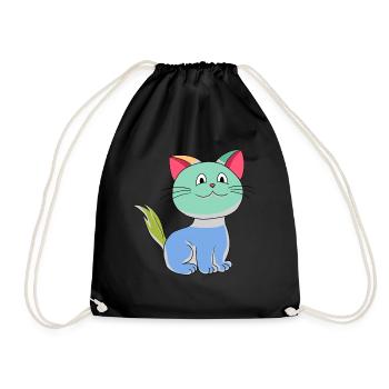 Cat Colorful Colorful Cats Fantasy Baby Kids - Drawstring Bag - black - Front