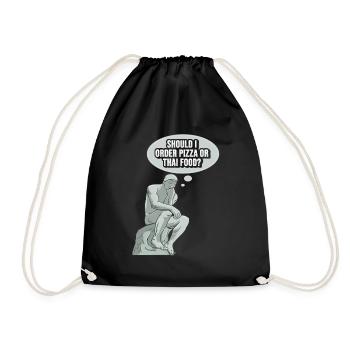 Denker Statue Pizza Design für einen Philosophen - Turnbeutel - Schwarz - Vorne