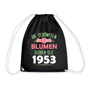 Jahrgang 1953 Blumen Spruch Geburtstag Geschenk - Turnbeutel - Schwarz - Vorne