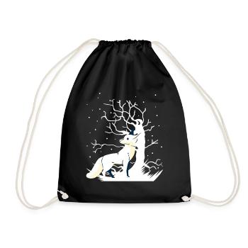 Fox Forest Animals Snow Winter Christmas Gift - Drawstring Bag - black - Front
