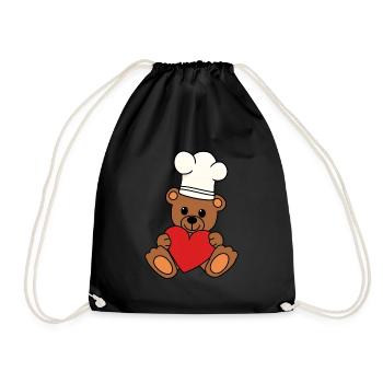 Teddy Love Heart Art culinaire Hobby Chef Chef - Sac de sport léger - noir - Devant
