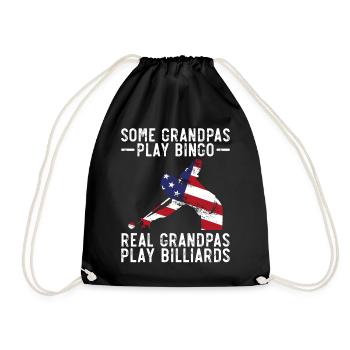 Billiards Pool Player Ball Grandpa - Drawstring Bag - black - Front
