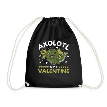 Axolotl zum Valentinstag süße Tiere mit Herzen - Turnbeutel - Schwarz - Vorne