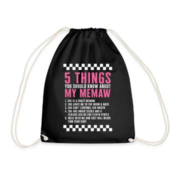 Chemise de grand-mère, 5 choses à savoir - Sac de sport léger - noir - Devant