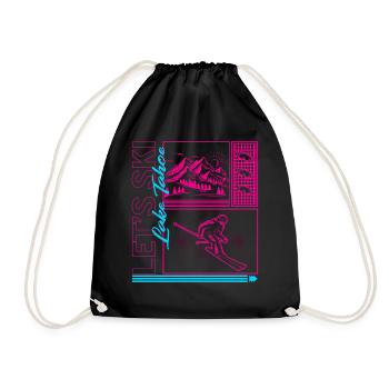 Ski Shirt, Let's Ski Lake Tahoe Mountain Skiing - Turnbeutel - Schwarz - Vorne