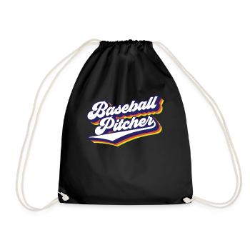 Baseball Pitcher Hobby Werfer Spieler - Turnbeutel - Schwarz - Vorne