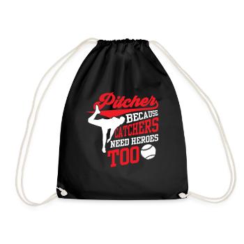Pitcher because catchers also need heroes Launchers - Drawstring Bag - black - Front