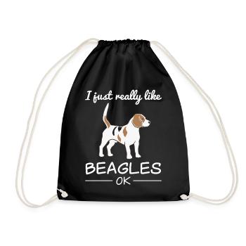 Beagle Hund Hundeliebhaber Spruch Geschenk - Turnbeutel - Schwarz - Vorne