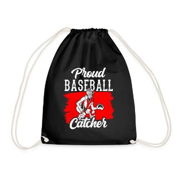 Stolzer Baseball Fänger Hobby Spieler Catcher - Turnbeutel - Schwarz - Vorne
