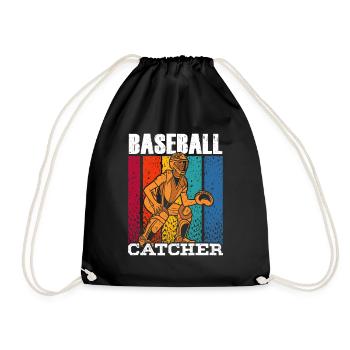 Baseball Fänger Baseball Catcher Spieler Hobby - Turnbeutel - Schwarz - Vorne