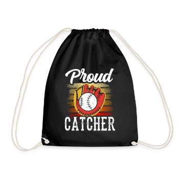 Stolzer Fänger Hobby Spieler Catcher Baseball - Turnbeutel - Schwarz - Vorne