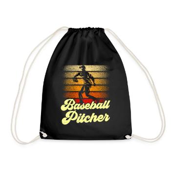 Baseball Pitcher Spieler Werfer Hobby - Turnbeutel - Schwarz - Vorne