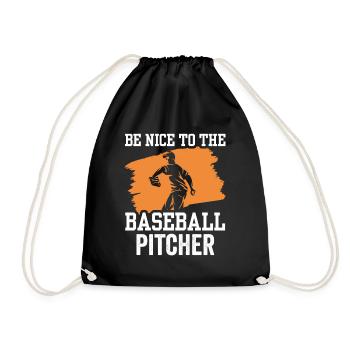 Sei Nett Zum Baseball Pitcher Hobby Werfer Spieler - Turnbeutel - Schwarz - Vorne