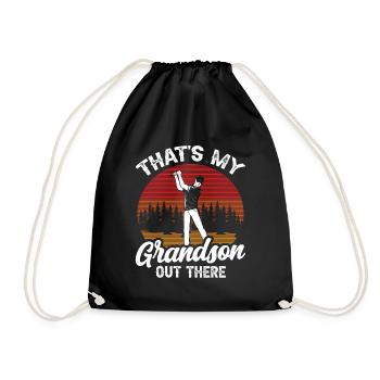 This is my grandson out there playing golf - Drawstring Bag - black - Front