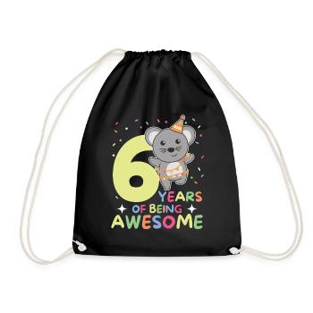 Mouse for the 6th birthday children six years old - Drawstring Bag - black - Front