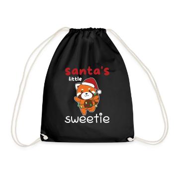 Roter Panda Weihnachten Santa's little sweetie - Turnbeutel - Schwarz - Vorne