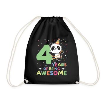 Panda for 4th birthday children four years old - Drawstring Bag - black - Front