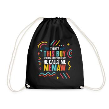 Memaw Shirt, This Boy He Kinda Stole My Heart Tee - Drawstring Bag - black - Front