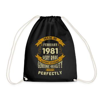 Février 1981 Vintage vintage anniversaire - Sac de sport léger - noir - Devant