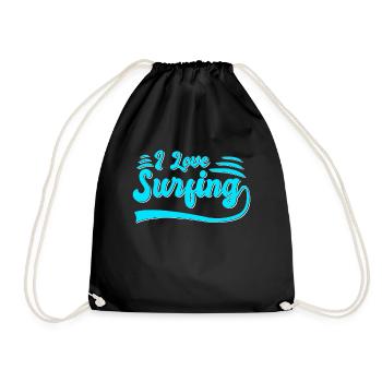I love surfing - Drawstring Bag - black - Front