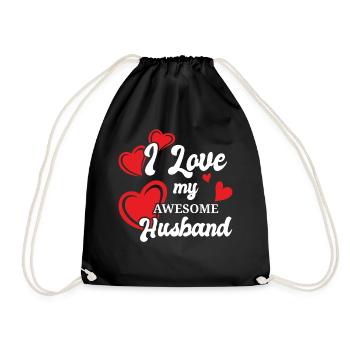 Valentine's Day girlfriend, boyfriend, man, wife partner - Drawstring Bag - black - Front