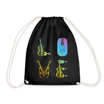 Double Bass LOVE Contrabass Instrument Double Bass - Drawstring Bag - black - Front