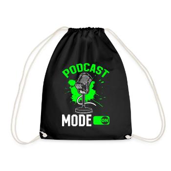 Podcast Host Podcasting Podcaster - Podcast Mode O - Turnbeutel - Schwarz - Vorne